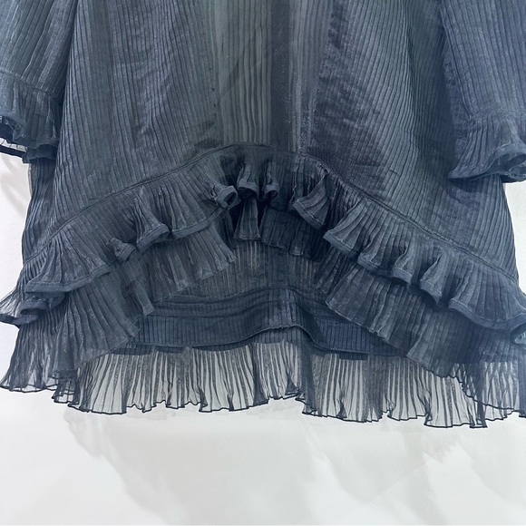 Isabel Marant organza pleated cathode ruffle blouse black size 40 US 8 - Picture 4 of 9